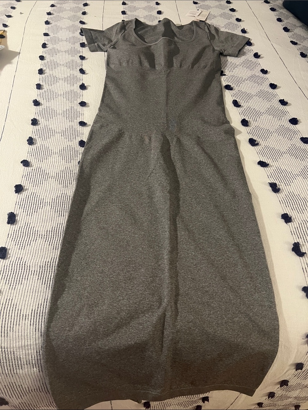 Grey Short-Sleeve Bodycon Maxi Dress